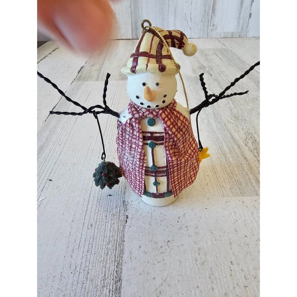 snowman holly star ornament plaid xmas‎ tree